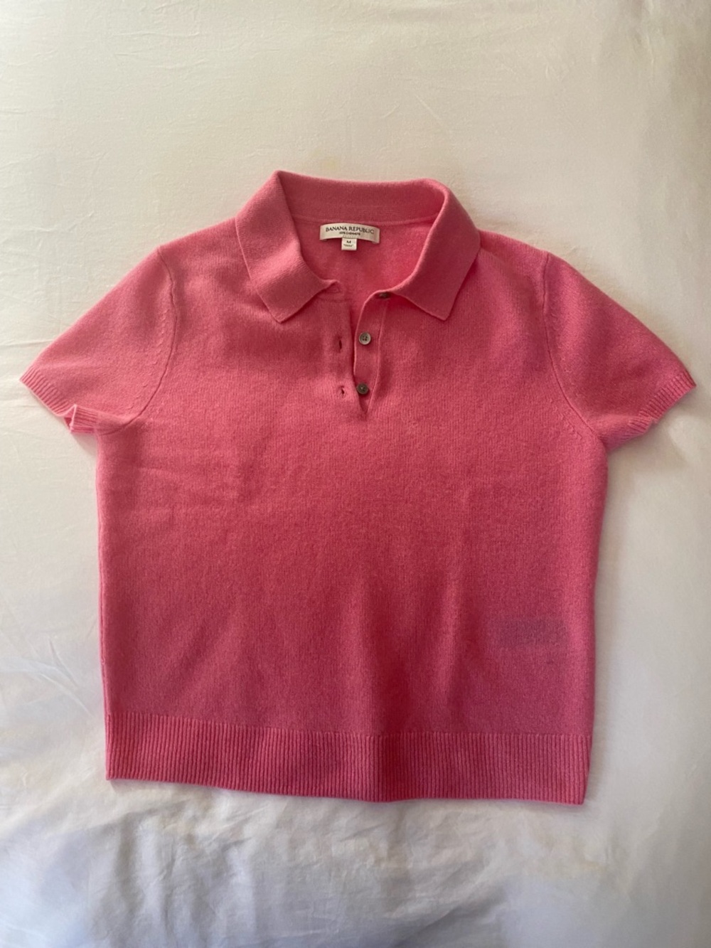 Banana Republic Pink Short-Sleeve Polo Sweater